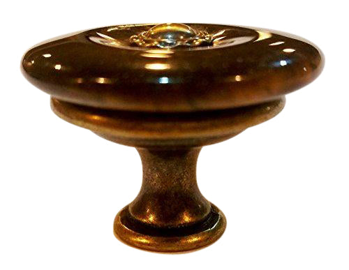 Tiger Eye Stone Cabinet and Furniture Knob in Antique Brass