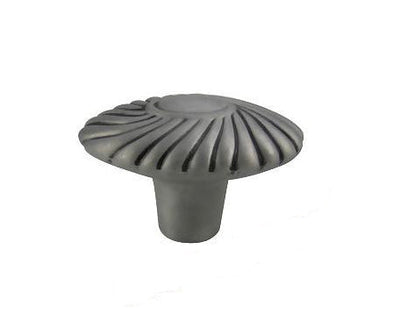 Large Oval Ribbed Cabinet or Furniture Knob Pewter Finish