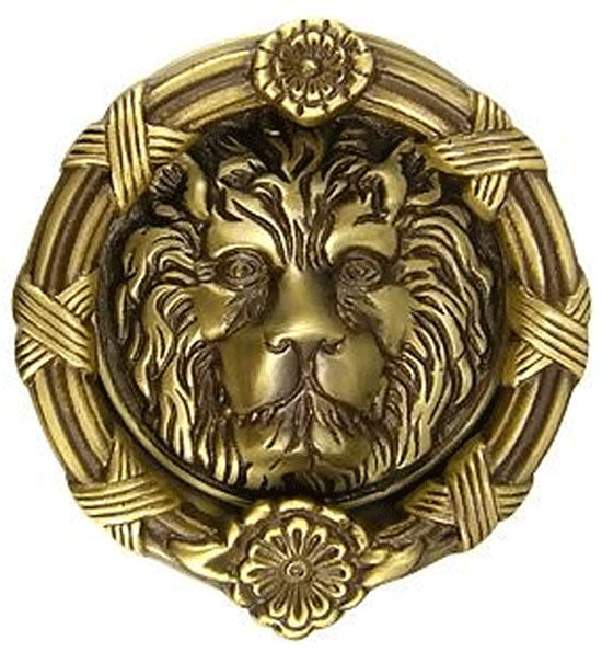 Ribbon & Reed 5 1/4 Inch Solid Brass Lion Door Knocker