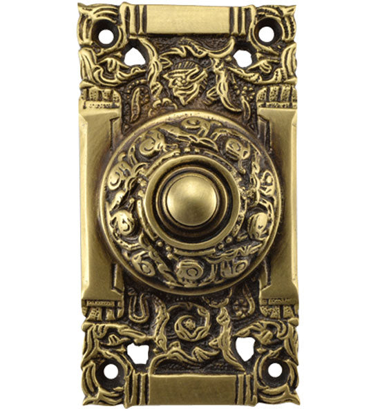 4 1/4 Inch Art Nouveau Solid Brass Doorbell