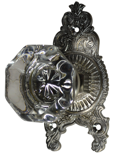 Crystal Octagon Ornate Victorian Door Knob Set