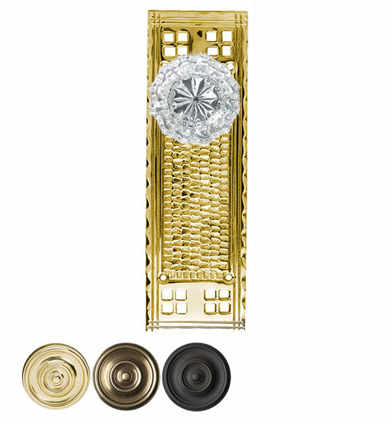 Craftsman Style Plate with Crystal Fluted Door Knob