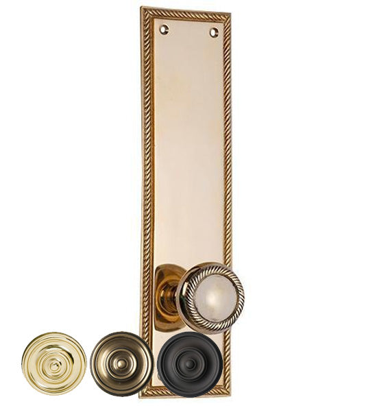 Solid Brass Georgian Roped Door Set with Roped Edged Back Plate