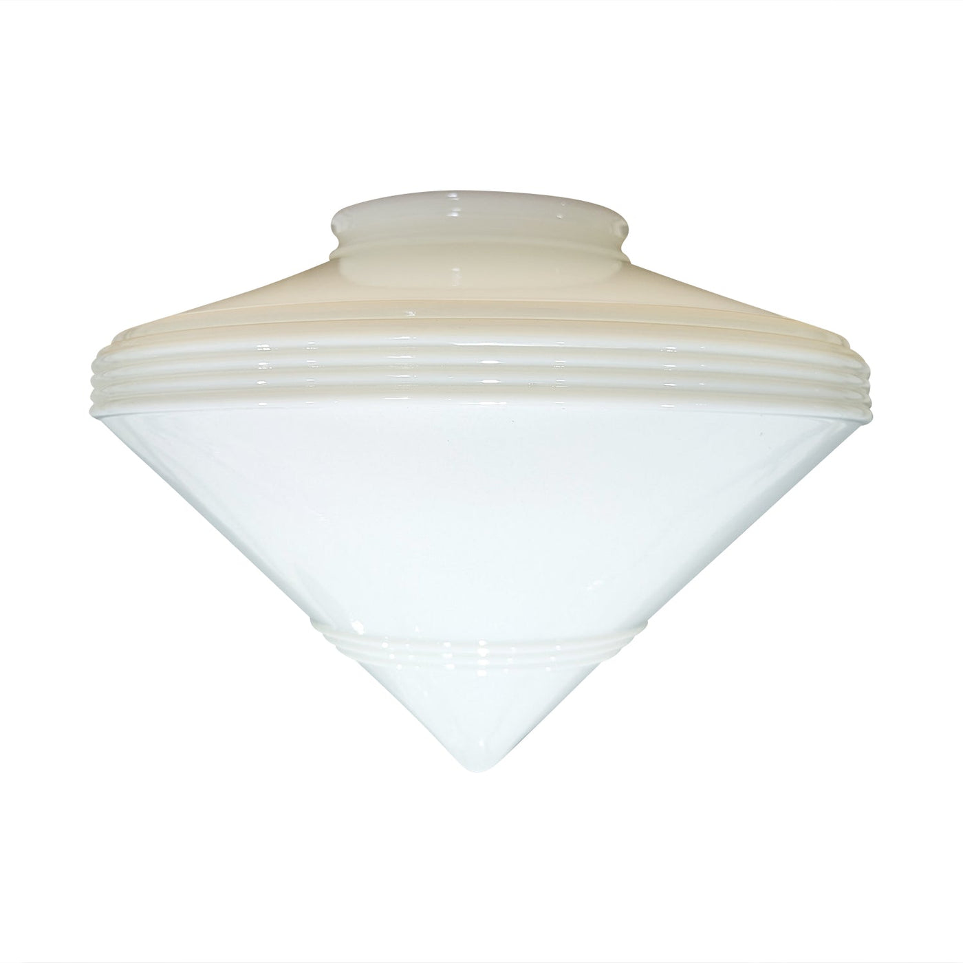 14 Inch Art Deco Style Milk Glass Light Shade (6 Inch Fitter)