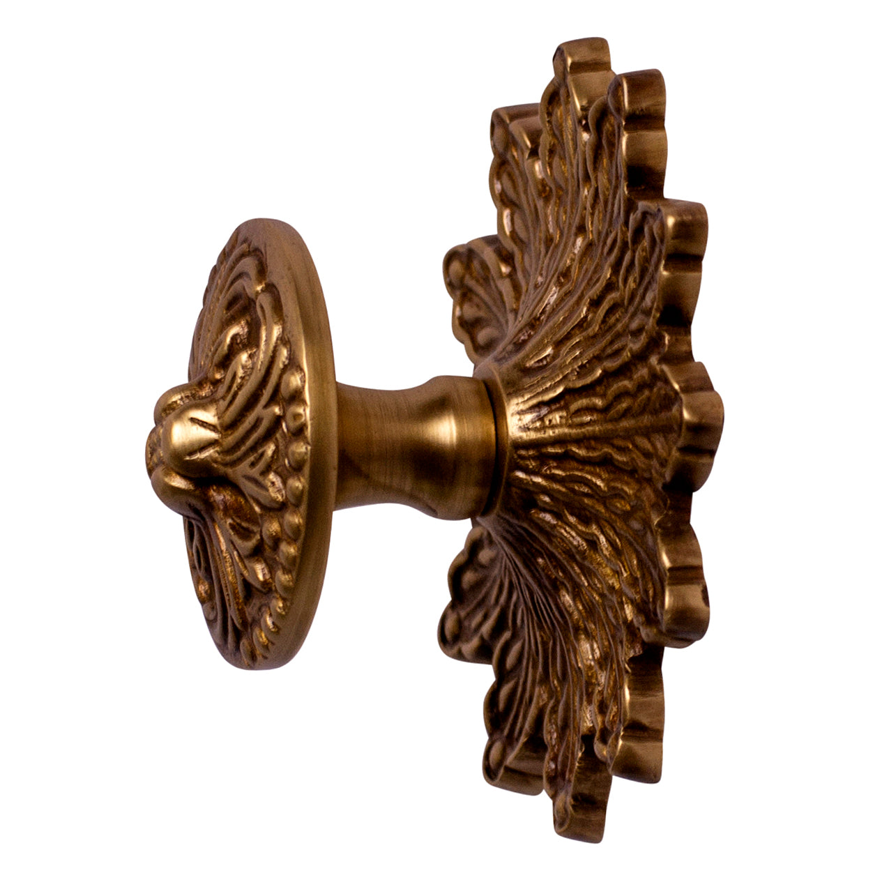 3 3/8 Inch Solid Brass Rococo Victorian Cabinet & Furniture Knob with Back Plate (Several Finishes Available)