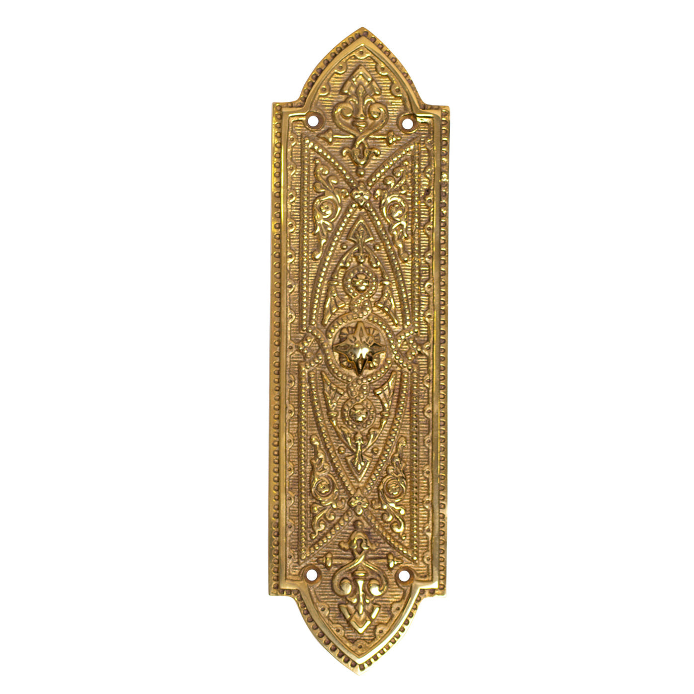 10 Inch Solid Brass Ornate Victorian Style Push Plate