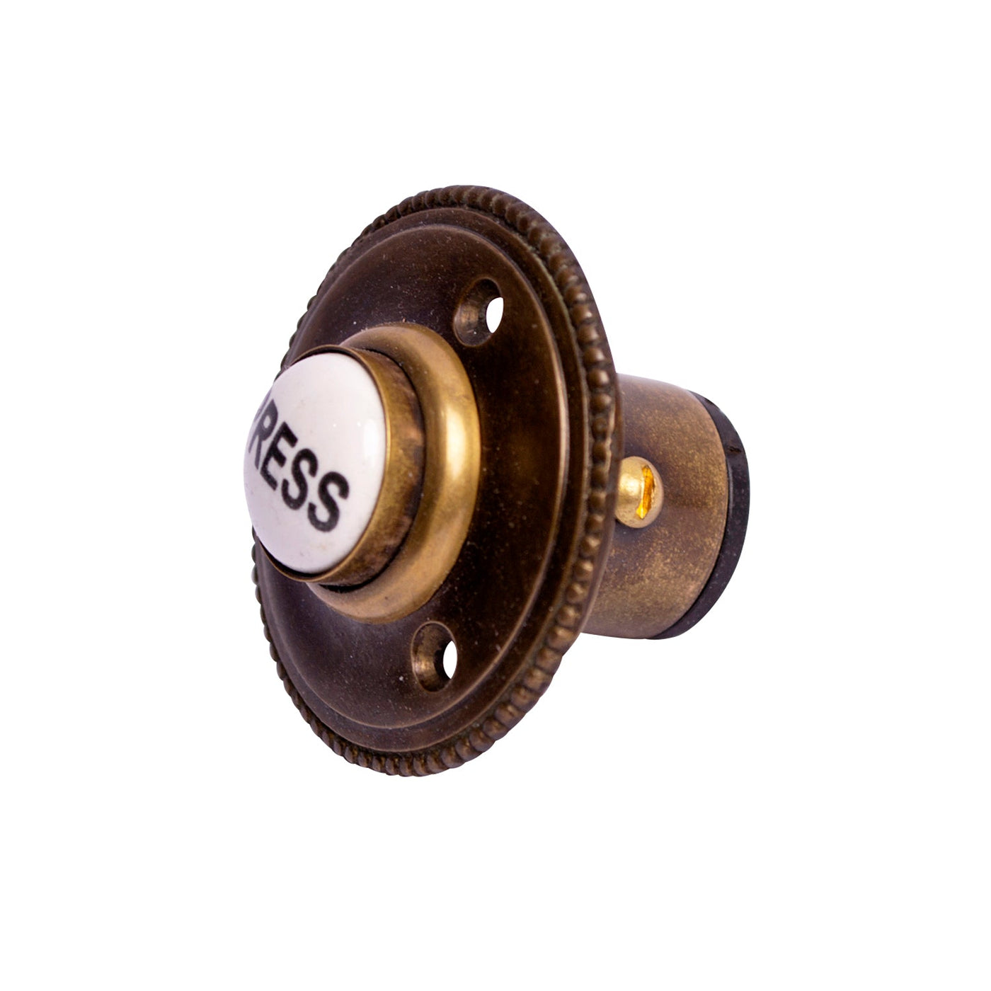 2 1/2 Inch Solid Brass Beaded Press Doorbell Button Antique Original