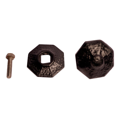 2 3/8 Inch Solid Rough Iron Octagon Cabinet & Furniture Knob with Backplate