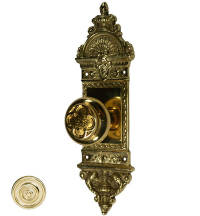 Solid Brass European Door Set With Clover Inlay Knob