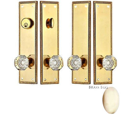 Georgian Roped Double Door Deadbolt Entryway Set in Polished Brass