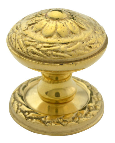 Ornate Floral Round Solid Brass Cabinet & Furniture Knob