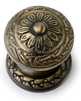 Ornate Floral Round Solid Brass Cabinet & Furniture Knob