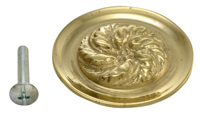 Solid Brass Floral Print Leaf Knob for Kitchens, Cabinets & Furniture