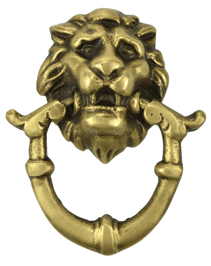 2 4/5 Inch Solid Brass Lion Drop Drawer Ring Pull