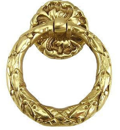 2 1/4 Inch Solid Brass French Floral Drawer Ring Pull
