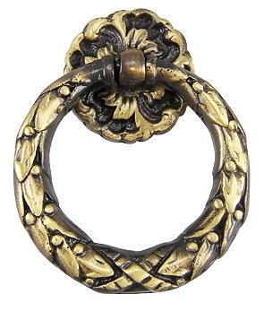 2 1/4 Inch Solid Brass French Floral Drawer Ring Pull
