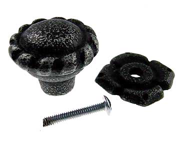 Black Wrought Iron Roped Cabinet & Furniture Knob With Back Plate