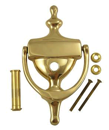 6 1/2 Inch (6 1/4 Inch c-c) Solid Brass Traditional Door Knocker
