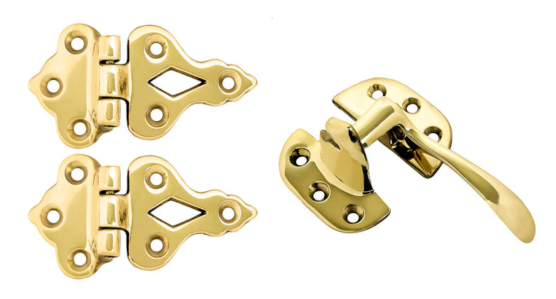 Solid Brass Right Hand Hoosier or Ice Box Hardware 4-Piece Set