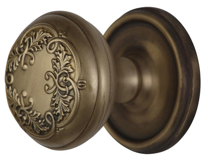 2 Inch Floral Leaf Door Knob With Victorian Style Rosette