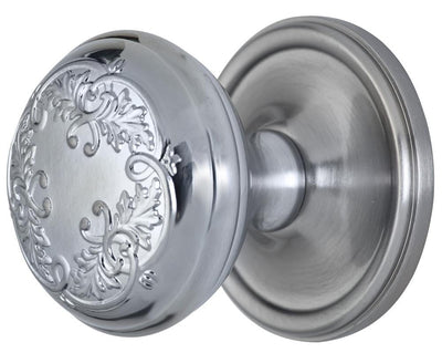2 Inch Floral Leaf Door Knob With Victorian Style Rosette
