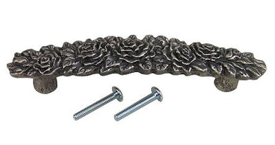 5 1/5 Inch (3 3/4 Inch c-c) Solid Pewter Rose Pull