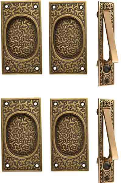 Rice Pattern Pocket Passage Style Door Set in Several Finishes