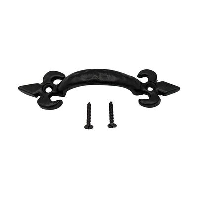 4 1/4 Inch Solid Brass Colonial Style Pull (Flat Black Finish)