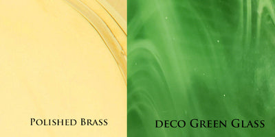 17 Inch Classic Art Deco Close Ceiling Light with Deco Green Glass (Several Finishes Available)