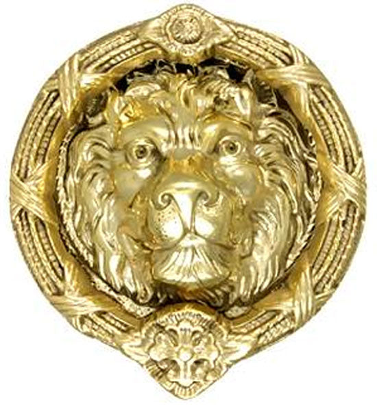 8 3/4 Inch Ribbon & Reed MGM Lion Lost Wax Cast Door Knocker (Several Finishes Available)