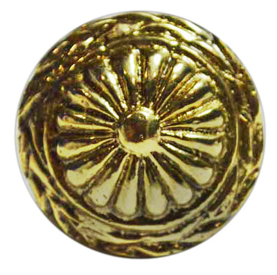 Ornate Solid Brass Round Kitchen Cabinet Knob or Furniture Knob
