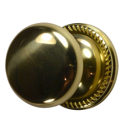 Solid Brass Round Door Knob with Georgian Roped Rosette