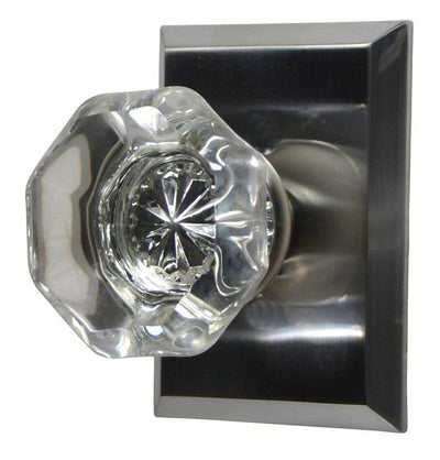 Providence Crystal Door Knob Solid Brass Traditional Plate