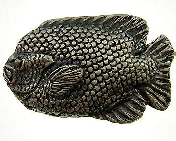 Solid Pewter Knob - Decorative Large Fish Knob 2 Inch