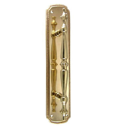 11 1/2 Inch Solid Brass Beaded Pull & Plate in Several Finishes