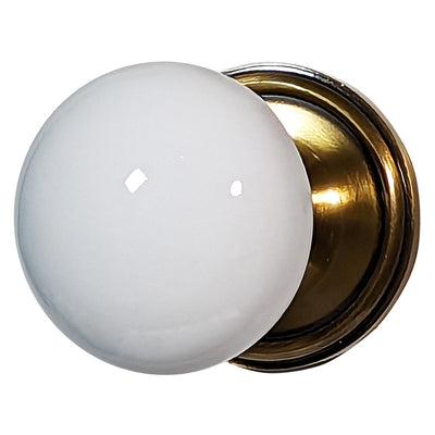 White Porcelain Door Knob with Traditional Rosette (Several Finishes Available)