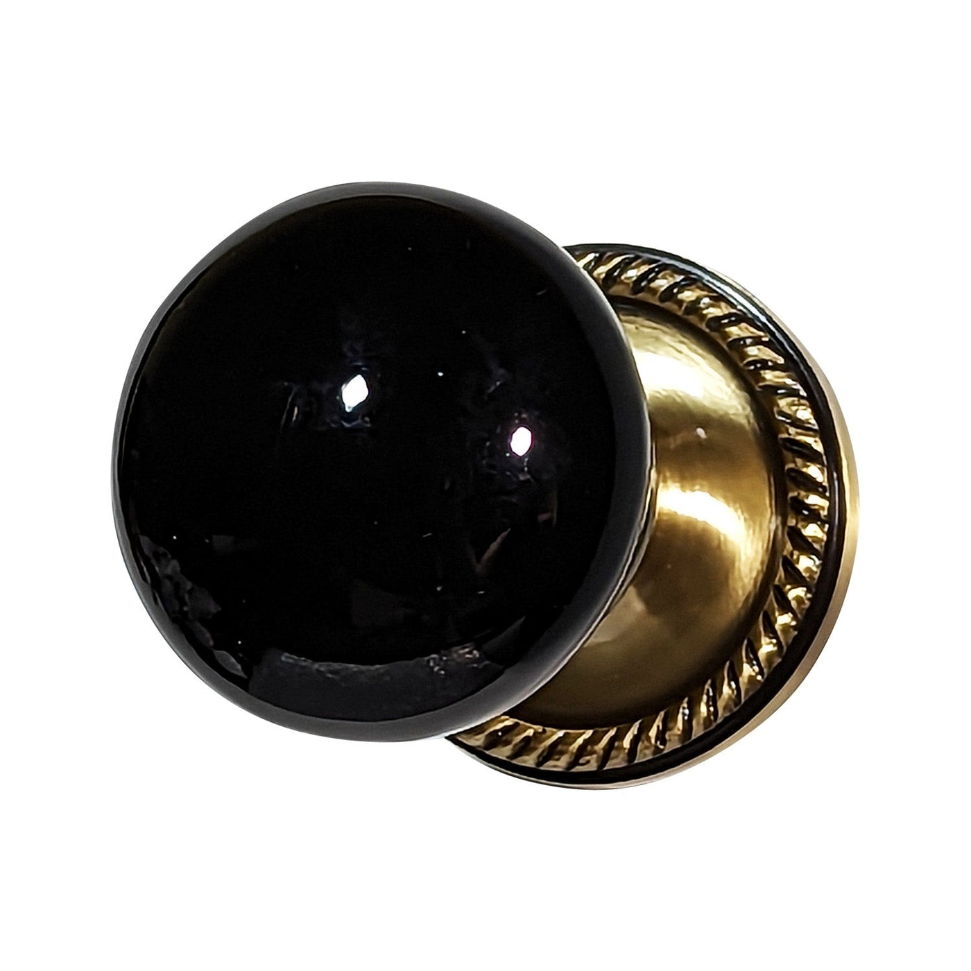 Black Porcelain Door Knob with Georgian Roped Rosette (Several Finishes Available)