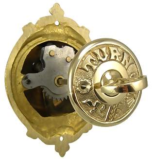 Brass Eastlake Mechanical Twist Door Bell 5 3/8 Inch Eastlake Doorbell