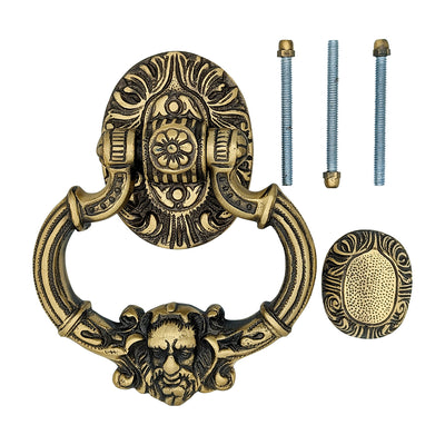 7 Inch (3 3/8 Inch c-c) Neptune Door Knocker in Solid Brass (Several Finishes Available)