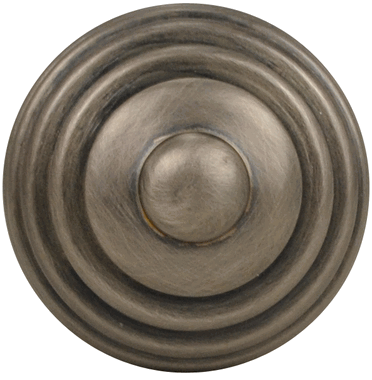 Large Oversize Solid Brass Circular Grooved Cabinet & Furniture Knob