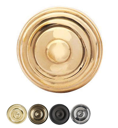 Large Oversize Solid Brass Circular Grooved Cabinet & Furniture Knob
