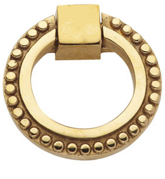 2 Inch Solid Brass Beaded Drawer Ring Pull