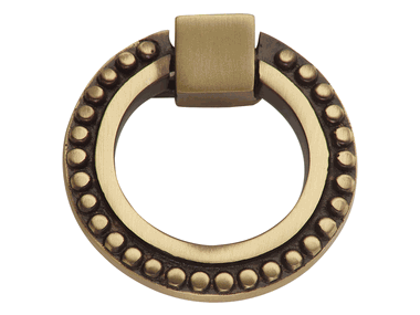 2 Inch Solid Brass Beaded Drawer Ring Pull