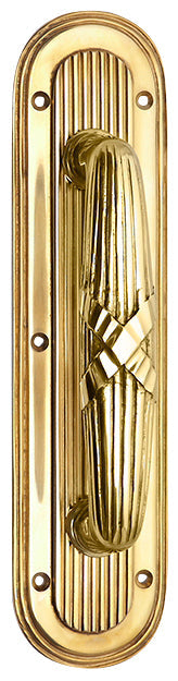 10 1/2 Inch Art Deco Style Door Pull and Plate in Several Finishes