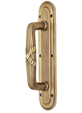 10 1/2 Inch Art Deco Style Door Pull and Plate in Several Finishes