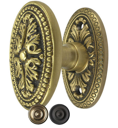 Solid Brass Avalon Door Knob Set With Oval Rosette