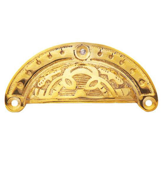 4 Inch Overall Solid Brass Decorative Cup Pull