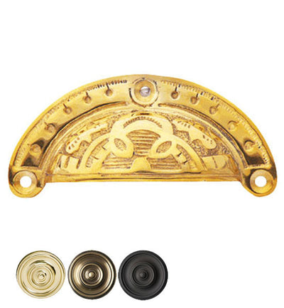 4 Inch Overall Solid Brass Decorative Cup Pull
