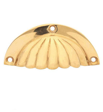 3 1/2 Inch Overall (3 Inch c-c) Solid Brass Scalloped Cup Pull