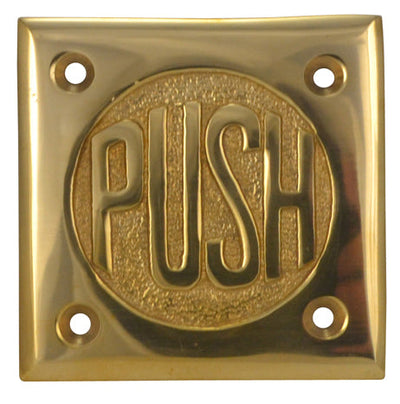 2 3/4 Inch Brass Classic American "PUSH" Plate